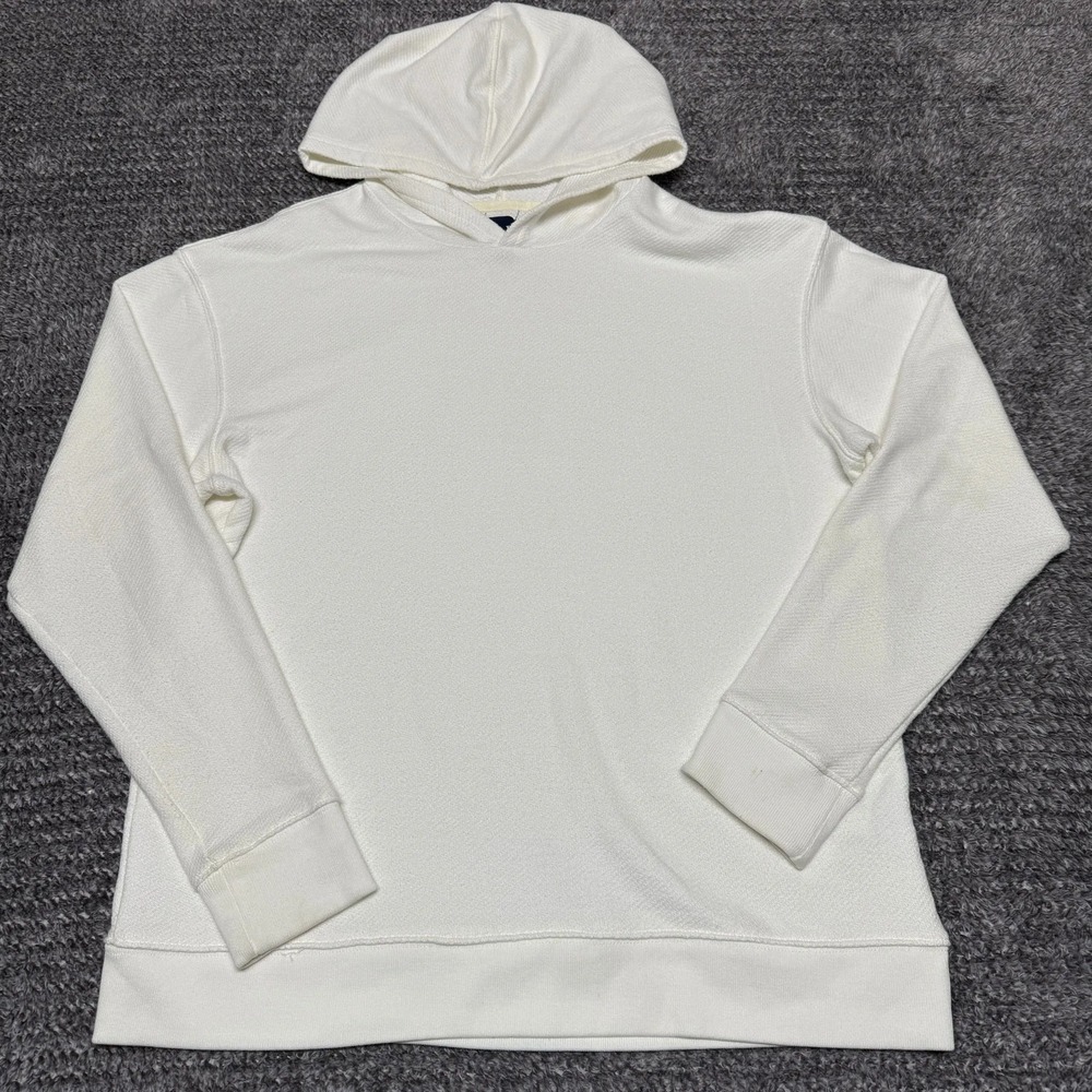 GAP Mens Hoodie Pullover Sweatshirt Large White Long Sleeve Cotton Blend